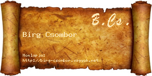 Birg Csombor névjegykártya
